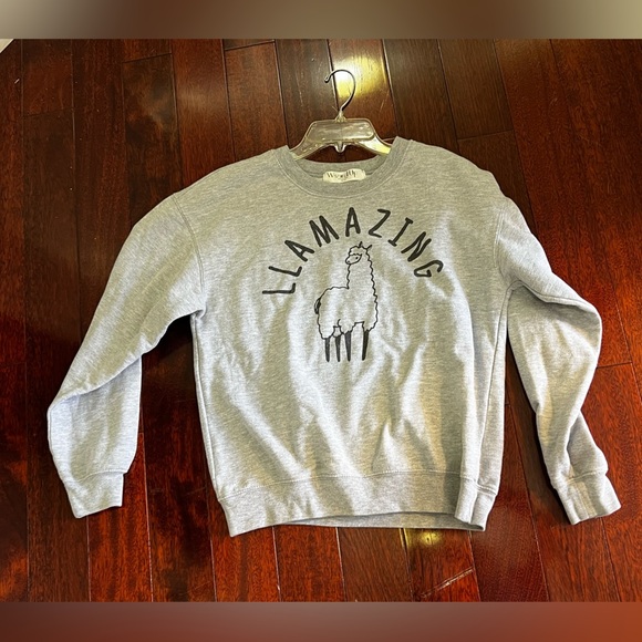 Wound Up Gray Llamazing Crewneck Sweater - Picture 1 of 4